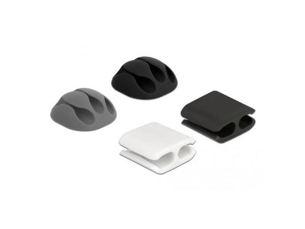 Delock - Cable holder and clip kit - grå, svart, vit