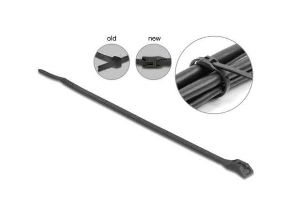 Delock kaapelinsiteet litteäpää L 370 x L 7,6 mm 100 kpl musta