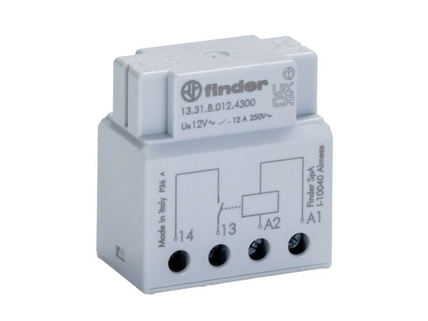 Kosketinrele Kipsin alle Finder 13.31.8.012.4300 1 x rajakytkin 12 V/AC 12 A 1 kpl