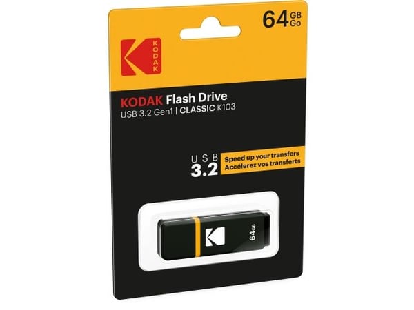 Kodak K103 - USB-flashstasjon - 64 GB - USB 3.0 - svart, gul