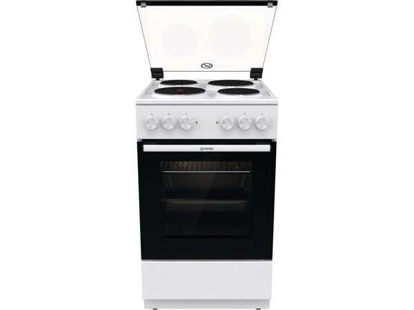 Gorenje GE5A21WH, Frittstående komfyr, Hvit, Rotasjon, Hvit, Front / Top front, Innebygde kokeplater