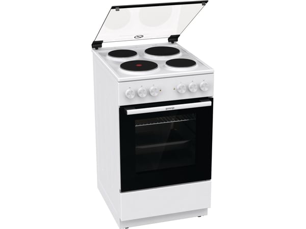 Gorenje GE5A21WH, Frittstående komfyr, Hvit, Rotasjon, Hvit, Front / Top front, Innebygde kokeplater