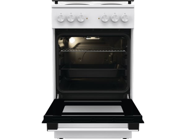 Gorenje GE5A21WH, Frittstående komfyr, Hvit, Rotasjon, Hvit, Front / Top front, Innebygde kokeplater