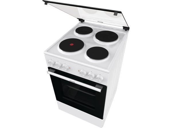 Gorenje GE5A21WH, Frittstående komfyr, Hvit, Rotasjon, Hvit, Front / Top front, Innebygde kokeplater