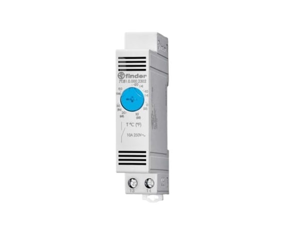 Finder-ohjauskaappitermostaatti 7T.81.0.000.2302 250 V/AC 1 NO-kosketin (S x K) 17,5 mm x 88,8 mm 1 kpl (7T.81.0.000.2302)