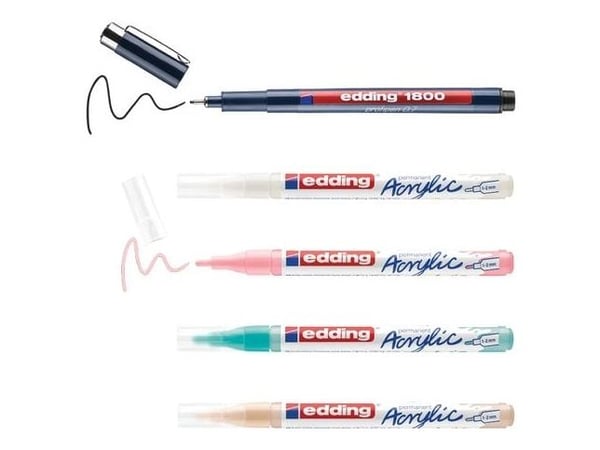 Edding Manga Stifte Set Mehrfarbig, Beige, Sort, Lyseblå, Rosa, Hvit, Beige, Sort, Lyseblå, Rosa, Hvit, Rund, 3 mm, Papir, 5 stykker