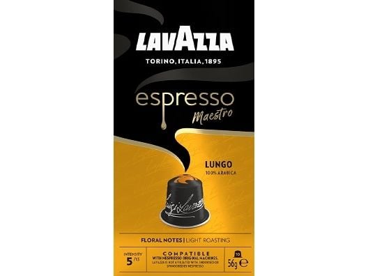 Lavazza Espresso Maestro Lungo, Kaffe kapsyl, Lungo, Lysbrent, Nespresso, 5/13, Sort, Gull