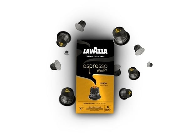 Lavazza Espresso Maestro Lungo, Kaffe kapsyl, Lungo, Lysbrent, Nespresso, 5/13, Sort, Gull