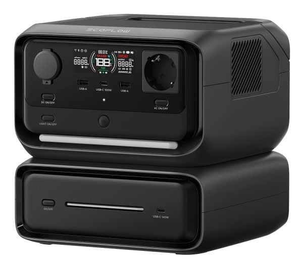 EcoFlow RIVER 3 MAX - Bærbar strømstasjon - AC 200 - 240 V - 760 watt - litium-jernfosfat - 89600 mAh - 572 Wh - Wi-Fi, Bluetooth - utgangskontakte...