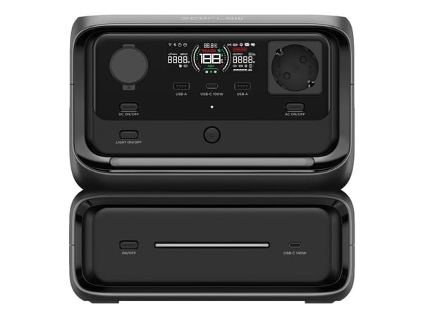 EcoFlow RIVER 3 MAX - Bærbar strømstasjon - AC 200 - 240 V - 760 watt - litium-jernfosfat - 89600 mAh - 572 Wh - Wi-Fi, Bluetooth - utgangskontakte...
