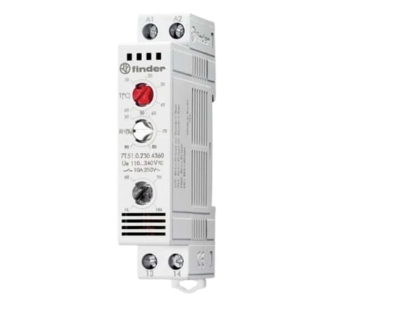 Finder 7T NO Enclosure Thermostat, 110 - 240 V ac/dc, +10 - +60 °C