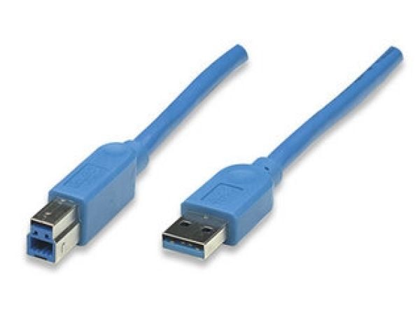 Techly 0.5m USB 3.0 AB M/M, 0,5 m, USB A, USB B, USB 3.2 Gen 1 (3.1 Gen 1), Hankjønn/hankjønn, Blå