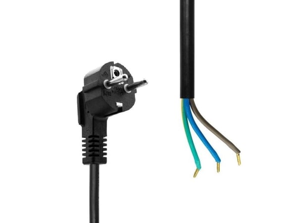 MicroConnect - Virtajohto - Tyyppi F/E (uros) kulmikas ja avoin suora - musta