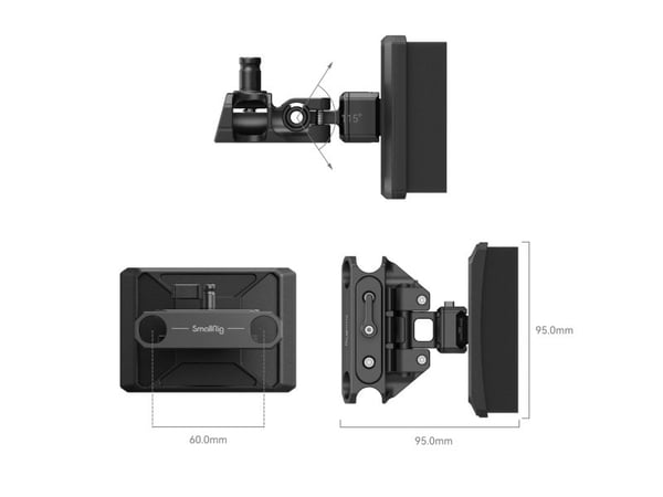 SmallRig MD3183B, Sort, Aluminium, Rustfritt stål, 115°, China, 95 mm, 95 mm