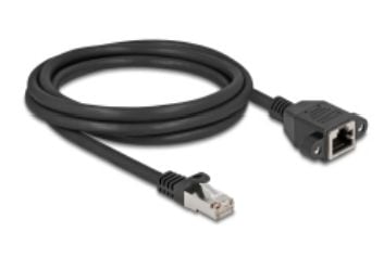 Delock - Nettverksforlengelseskabel - RJ-45 (hann) til RJ-45 (hunn) skrubar - 3 m - S/FTP - CAT 6a - halogenfri, flat - svart