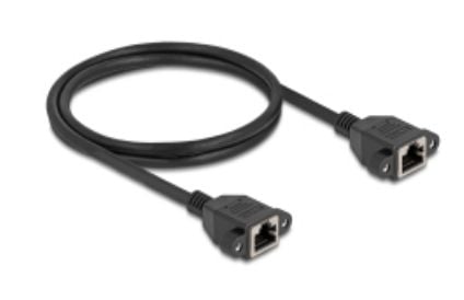 Delock - Nettverksforlengelseskabel - RJ-45 (hunn) til RJ-45 (hunn) - 1 m - S/FTP - CAT 6a - halogenfri - svart