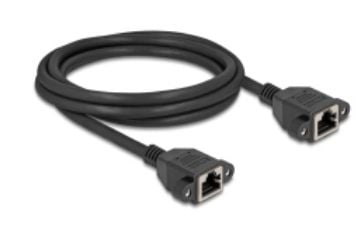 Delock - Nettverkskabel - RJ-45 (hunn) skrubar til RJ-45 (hunn) skrubar - 2 m - S/FTP - CAT 6a - halogenfri, flat - svart