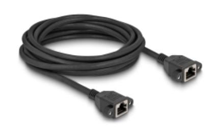 Delock - Nettverksforlengelseskabel - RJ-45 (hunn) med mutre til RJ-45 (hunn) med mutre - 5 m - S/FTP - CAT 6 - halogenfri - svart
