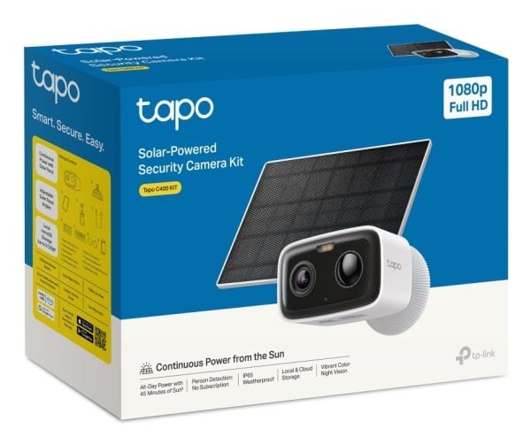 TP-Link Tapo C400 KIT, IP-sikkerhetskamera, Utendørs, Trådløs, Vegg, Hvit, Boks