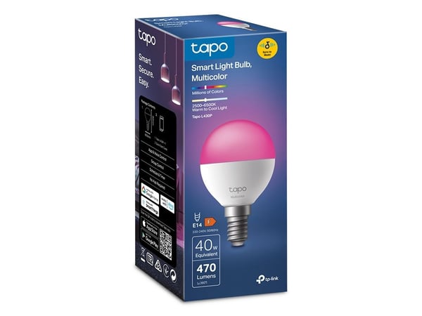 TP-Link Tapo L430P, Smartpære, Wi-Fi/Bluetooth, Rosa, Hvit, 802.11b, 802.11g, Wi-Fi 4 (802.11n), E14, P45