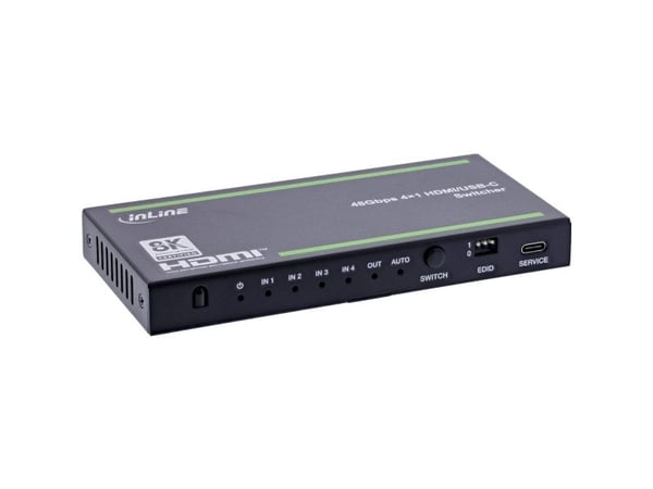 InLine 57885B, HDMI, USB Type-C, Metall, Svart, 8 kV, 4 kV