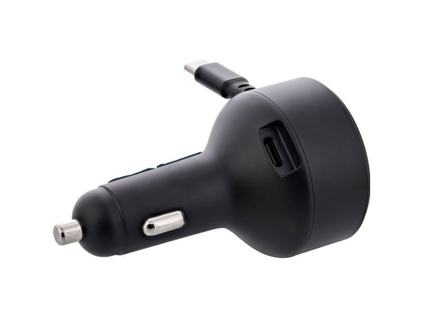InLine Dual USB-C bilstrømadapter 12/24V - forlengbar kabel + stikkontakt - 75W (31502R)