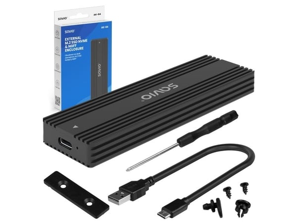 Savio AK-84, SSD-kabinett, M.2, M.2, 10 Gbit/sek, Hot-swap, Sortering