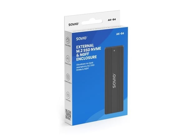 Savio AK-84, SSD-kabinett, M.2, M.2, 10 Gbit/sek, Hot-swap, Sortering