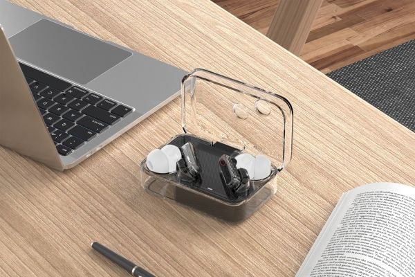 Streetz Gjennomsiktige True Wireless Earbuds med Dual Mic ENC, Trådløs, Samtaler/musikk, 20 - 20000 Hz, 47 g, Hodesett, Svart
