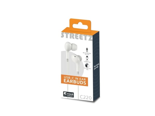 Streetz C220-WHT, Koblet med ledninger (ikke trådløs), Samtaler/musikk, 10 g, Hodesett, Hvit