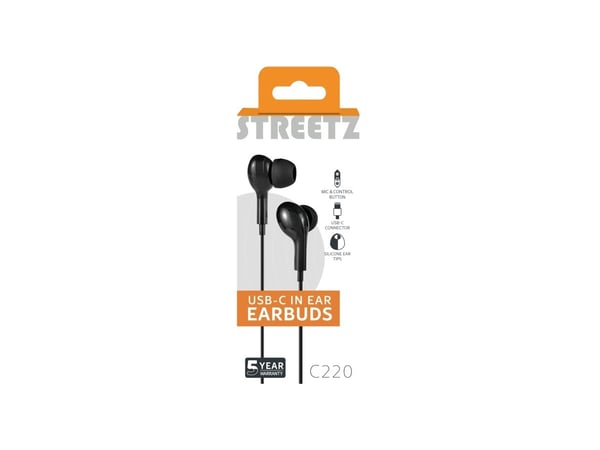 Streetz C220-BLK, Koblet med ledninger (ikke trådløs), Samtaler/musikk, 10 g, Hodesett, Svart