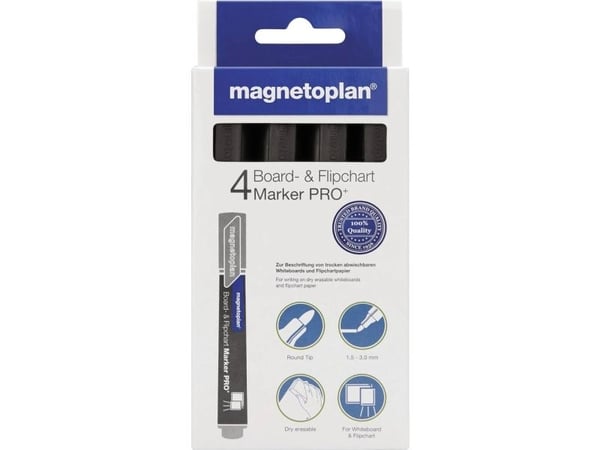 Magnetoplan 1228112, 4 kpl, Musta, Musta, Pyöreä, 1,5 mm, 3 mm