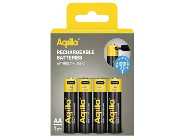 AQIILA USB-C-batteri Li-Ion 1,2 V 4 stk. (AQ200AA367C4) AQIILA USB-C-batteri Li-Ion 1,2 V 4 stk. (AQ200AA367C4)