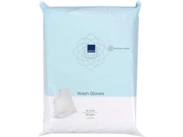Vaskehandske, Dry, Molton, ABENA, 23x16cm, hvid, ultrasonic sealed