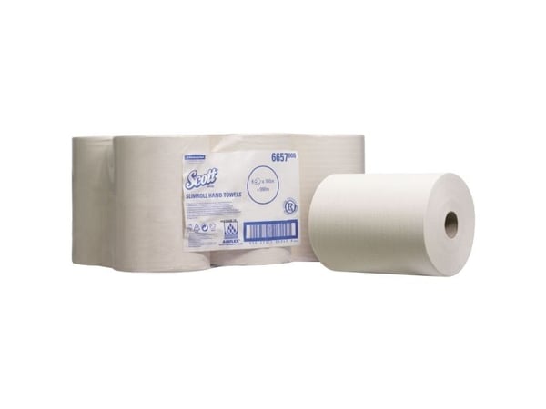 Scott SLIMROLL - Papirklut - AIRFLEX-tøy - rull - 165 m - hvit (en pakke 6) - for P/N: 11833