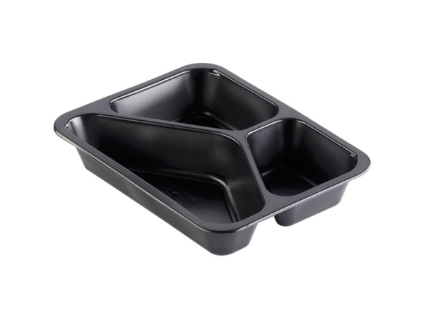 Bakke, Duniform, 227x178x40mm, 930 ml, sort, PP, 3-rums