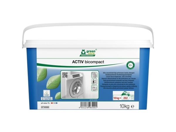 Vaskepulver, Green Care Professional Activ Bicompact, farget og hvitt, uten farge, med parfyme, 10 kg