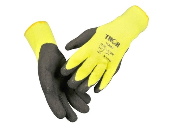 Halvdyppet latexhandske, THOR Thermo, 11, sort, latex/polyester