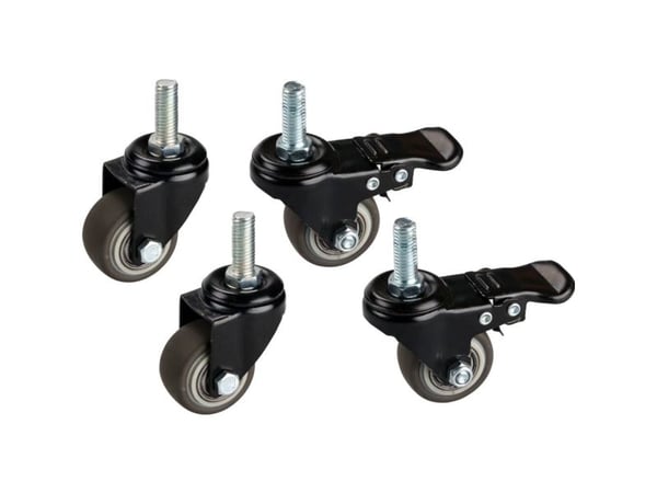 Hjulsett, V-del, mattsvart, metall, for avfallsbeholder 40 l, bevegelig, 4 stk., 2 stk. med brems