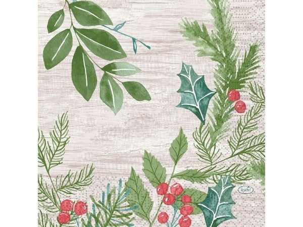Lunchservett, Duni, Winter Greenery, 3-lagers, 1/4 vik, 33x33 cm, flerfärgad (10 st.)