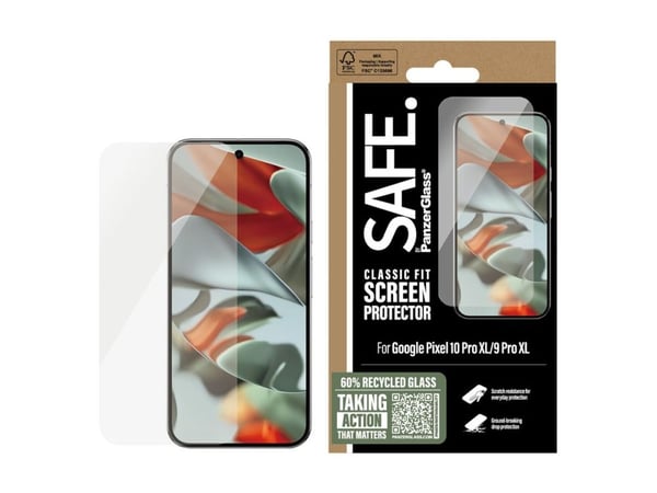 PanzerGlass SAFE. by ® Screen Protector Google Pixel 10 Pro XL | 9 Pro XL | Classic Fit, Google, Google - Pixel 10 Pro XL 5G, Asennus kuivana, Naar...
