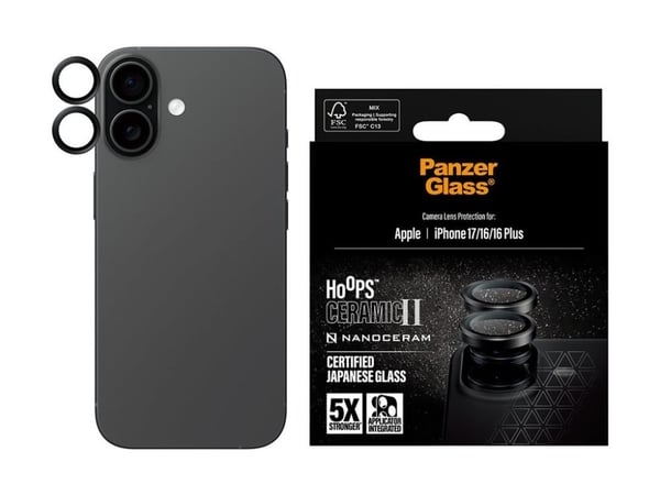 PanzerGlass ® Hoops® Ceramic II Camera Lens Protector iPhone 17 | iPhone 16 | 16 Plus, Apple, Apple - iPhone 17, Apple - iPhone 16, Apple - iPhone ...
