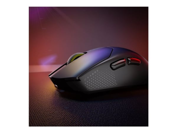 CORSAIR SABRE V2 PRO ULTRALIGHT - Mus - optisk - 5 knapper - kablet, trådløs - 2.4 GHz - USB trådløs mottaker - svart