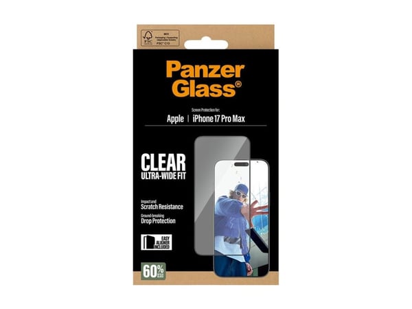 PanzerGlass ® Screen Protector iPhone 17 Pro Max | Ultra-Wide Fit w. EasyAligner, Apple, Apple - iPhone 17 Pro Max, Asennus kuivana, Naarmuuntumise...