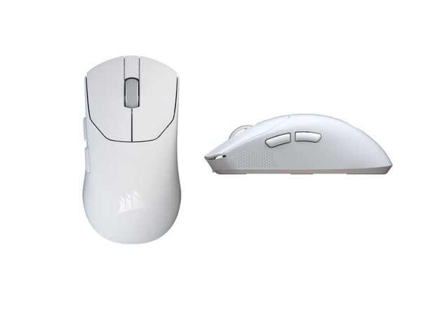 CORSAIR SABRE V2 PRO ULTRALIGHT - Mus - optisk - 5 knapper - kablet, trådløs - 2.4 GHz - USB trådløs mottaker - hvit