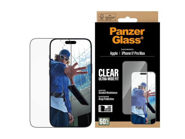 PanzerGlass ® Screen Protector iPhone 17 Pro Max | Ultra-Wide Fit w. EasyAligner, Apple, Apple - iPhone 17 Pro Max, Asennus kuivana, Naarmuuntumise...