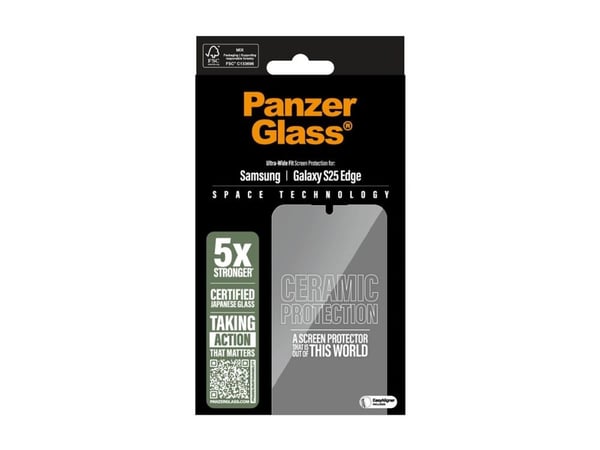 PanzerGlass Ceramic Protection - Skjermbeskyttelse for mobiltelefon - ultrabred passform - glass - for Samsung Galaxy S25 Edge
