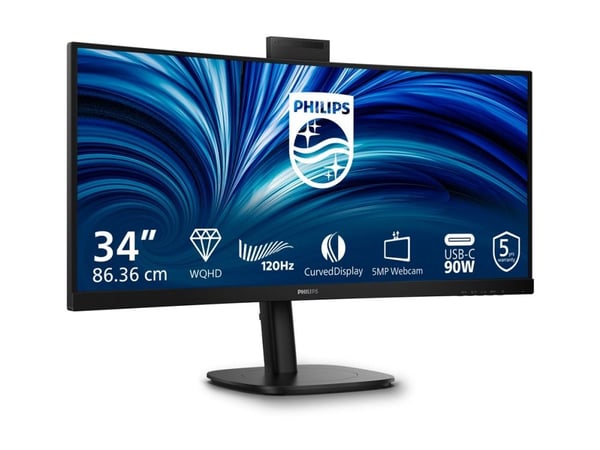 Philips 34B2U3600CH - 3000 Series - LED-skjerm - kurvet - 34" - 3440 x 1440 WQHD @ 120 Hz - VA - 300 cd/m² - 3500:1 - HDR10 - 4 ms - HDMI, DisplayP...