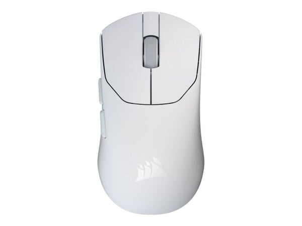 CORSAIR SABRE V2 PRO ULTRALIGHT - Mus - optisk - 5 knapper - kablet, trådløs - 2.4 GHz - USB trådløs mottaker - hvit