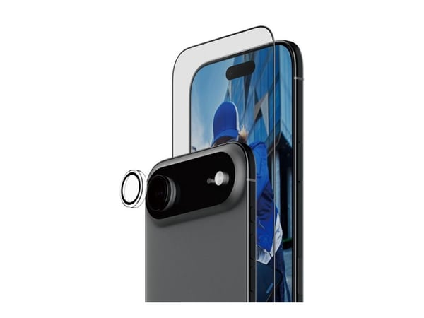 PanzerGlass - 2-in-1 Essentials Bundle - skjerm- / linsebeskytterkit for mobiltelefon - glass - rammefarge svart - for Apple iPhone Air